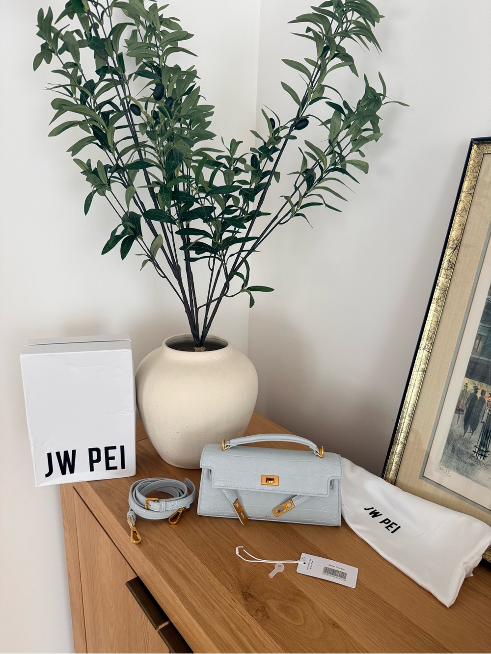 JW PEI Brandnew Noor  Crossbody / Handbag Bag in Blue Croc with Gold Hardware